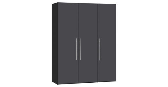 DREHTÜRENSCHRANK  in Anthrazit, Schwarz  - Edelstahlfarben/Anthrazit, Design, Holzwerkstoff (152/195/59cm) - Carryhome