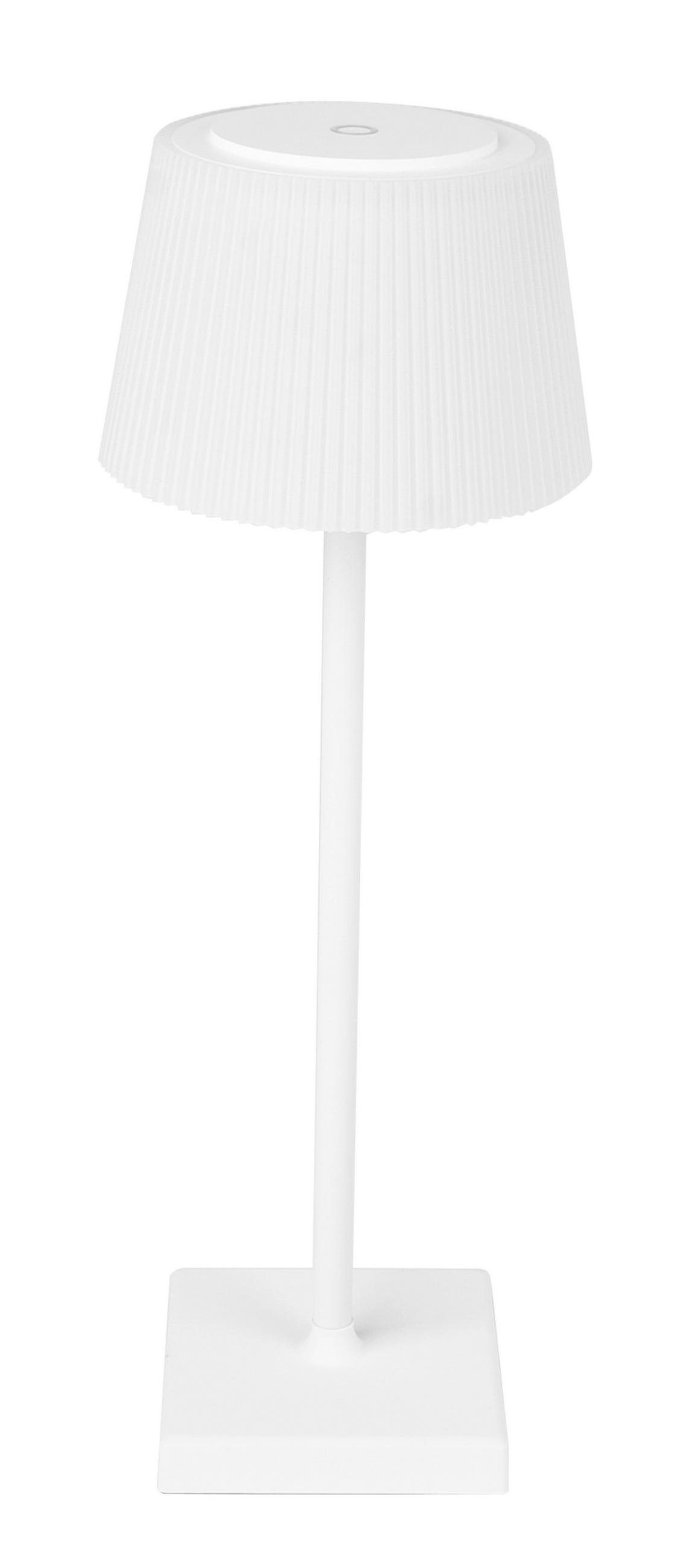 STOLNÍ LAMPA NA BATERIE, dotykový stmívač, 12/38 cm  - bílá, Konvenční, kov/plast (12/38cm) - Novel