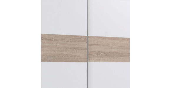 SCHWEBETÜRENSCHRANK 2-türig Weiß, Sonoma Eiche - Eichefarben/Alufarben, KONVENTIONELL, Holzwerkstoff/Metall (170/195/59cm) - Carryhome
