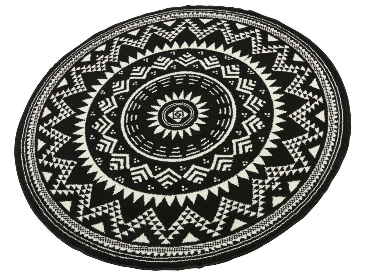 FLACHWEBETEPPICH 200 cm Celebration Schwarz, Weiß  - Schwarz/Weiß, Design, Kunststoff/Textil (200cm)
