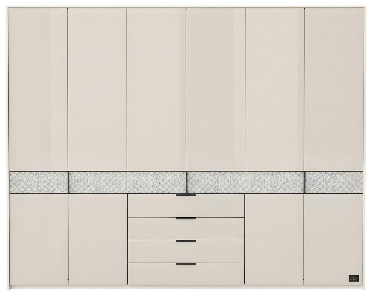 DREHTÜRENSCHRANK 300/236/58 cm,  in Champagner, 6-türig  - Champagner/Schwarz, Design, Glas/Holzwerkstoff (300/236/58cm) - Joop!