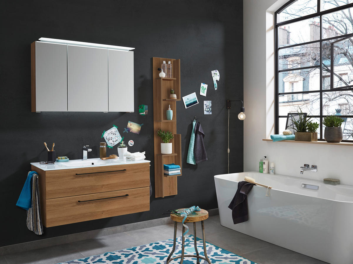 BADEZIMMERREGAL 30/160/15 cm  - Eiche dunkel, KONVENTIONELL, Holzwerkstoff (30/160/15cm) - Novel