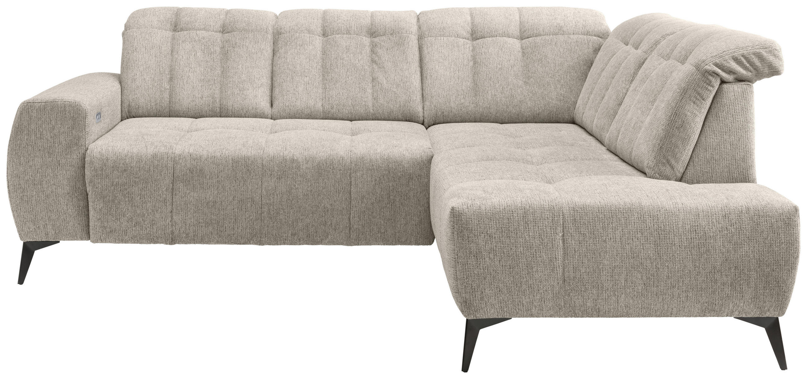 ECKSOFA in Chenille Beige  - Beige/Schwarz, Modern, Textil/Metall (261/200cm) - Livetastic