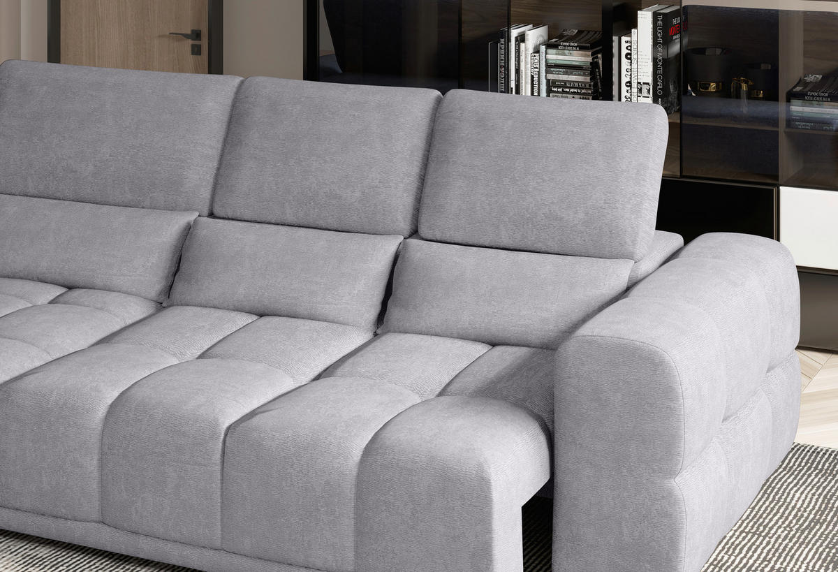 HÖRNSOFFA i chenille grå  - svart/grå, Klassisk, textil/plast (203/290cm) - MID.YOU