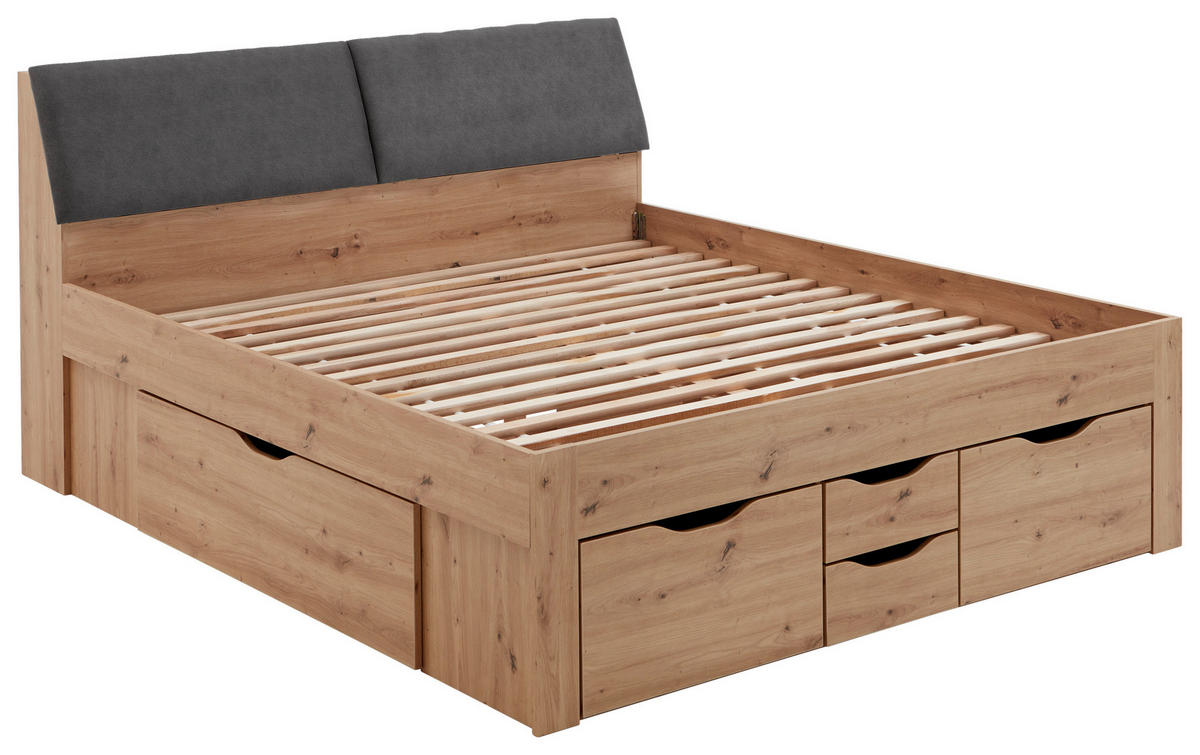 POSTELJA S PREDALOM 180 cm   x 200 cm  , hrast artisan  - siva/hrast artisan, Konvencionalno, leseni material/tekstil (237,5/185,6cm) - Carryhome
