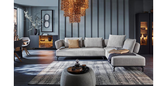 ECKSOFA in Flachgewebe Hellgrau 302/237 cm - Hellgrau/Schwarz, Design, Textil/Metall (302/237cm) - Dieter Knoll