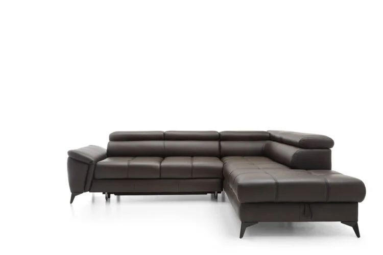 UGAONA GARNITURA tamnobraon  - tamnobraon/crna, Moderno, koža/metal (265x222/75-95/98cm) - Welnova