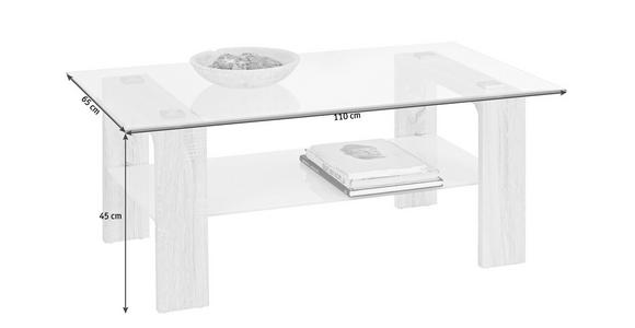 COUCHTISCH rechteckig Weiß, Sonoma Eiche 110/65/45 cm  - Eichefarben/Weiß, Design, Glas/Holzwerkstoff (110/65/45cm) - Carryhome