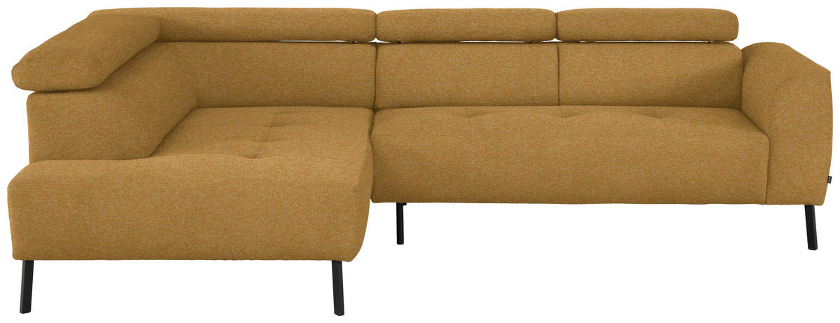 ECKSOFA in Chenille Currygelb  205/280 cm  - Currygelb/Schwarz, Design, Textil/Metall (205/280cm) - Xora