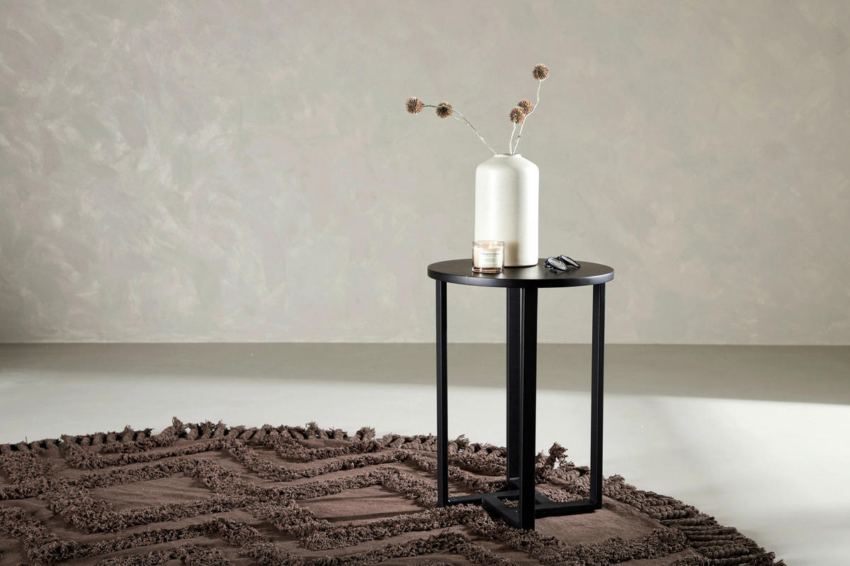 COUCHTISCH furniert 40/40/55 cm rund Schwarz  - Schwarz, Design, Holzwerkstoff/Metall (40/40/55cm) - Livetastic