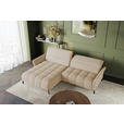 ECKSOFA Beige Flachgewebe Rücken echt, Kopfteilverstellung, Sitztiefenverstellung  - Beige/Schwarz, KONVENTIONELL, Textil/Metall (175/272cm) - Carryhome