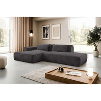 ECKSOFA Cord Graphitfarben  - Graphitfarben/Schwarz, Konventionell, Holzwerkstoff/Kunststoff (294/165cm) - Livetastic
