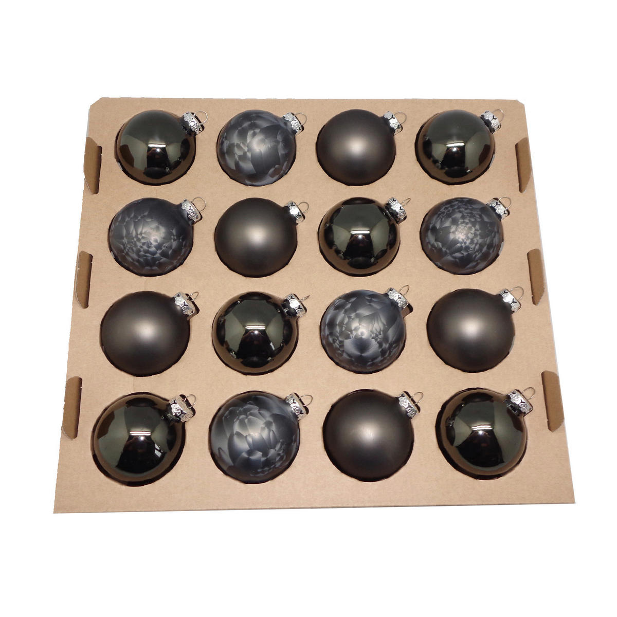 CHRISTBAUMKUGEL-SET 6 cm 16-teilig  - Anthrazit, Basics, Glas (6cm) - X-Mas