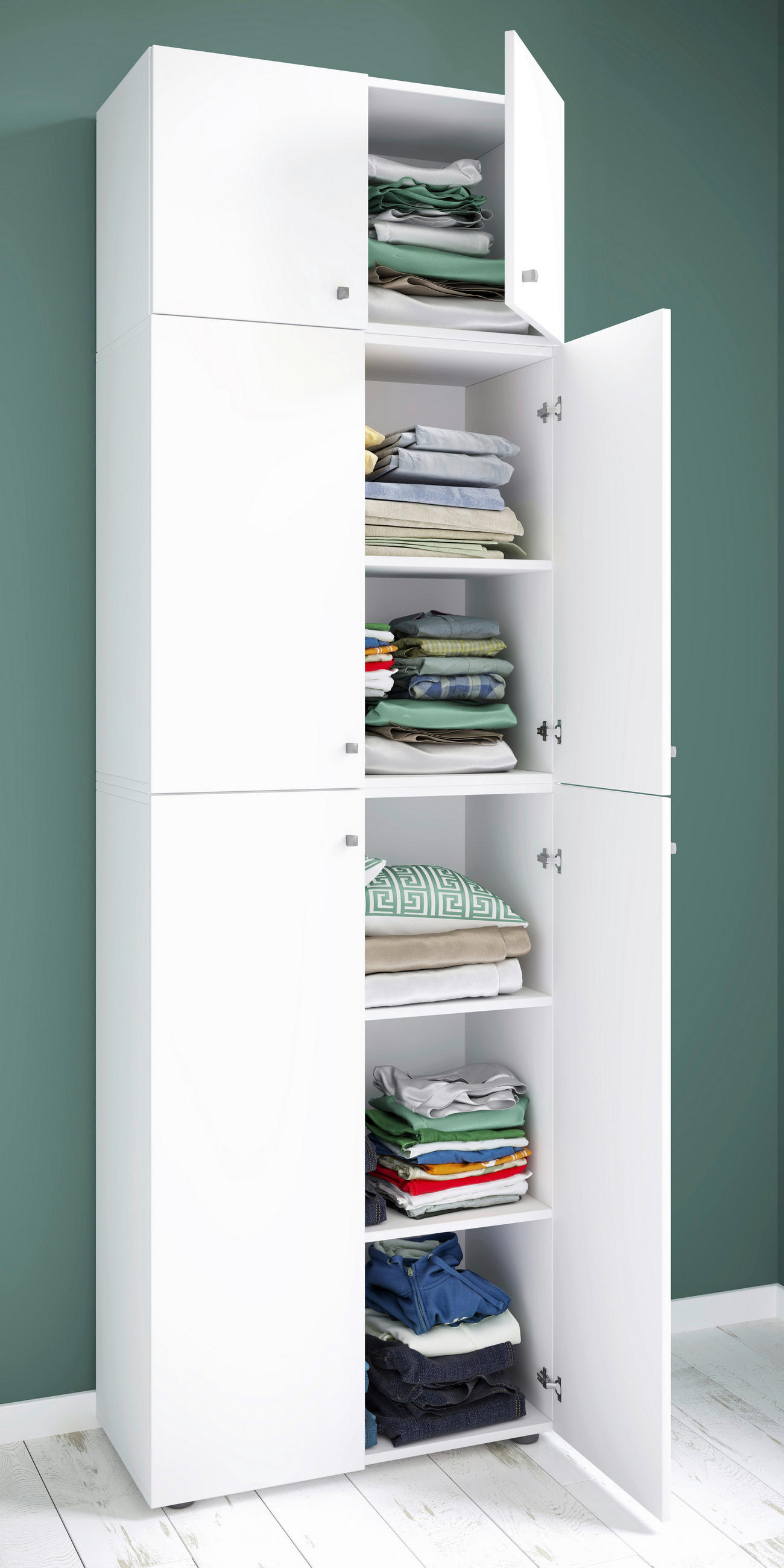 GARDEROB 70/223/39 cm 6-dörrar - vit/grå, Modern, trämaterial/plast (70/223/39cm) - MID.YOU
