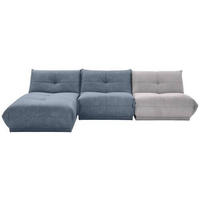 ECKSOFA in Cord, Lederlook Grau, Blaugrau  - Blaugrau/Grau, Trend, Textil (185/315cm) - Livetastic