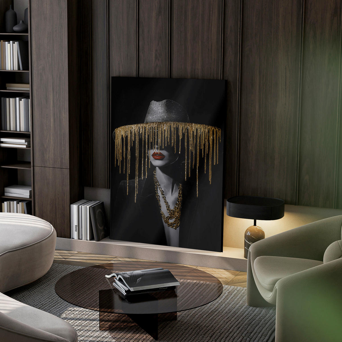 LEINWANDBILD Frauen 70/100 cm  - Goldfarben/Schwarz, Basics, Holz/Textil (70/100cm)