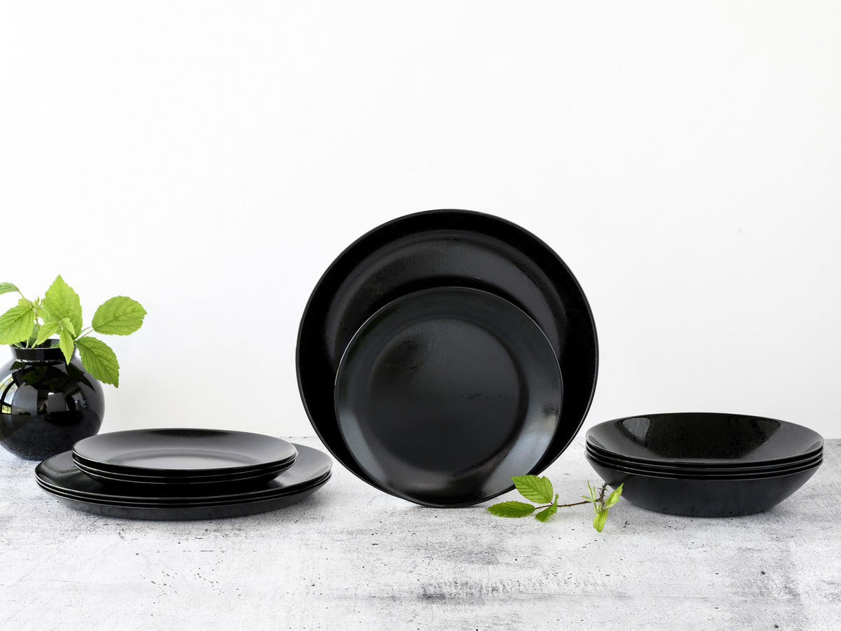 JÍDELNÍ SOUPRAVA,  - černá, Basics, sklo (32/32/14cm) - Creatable
