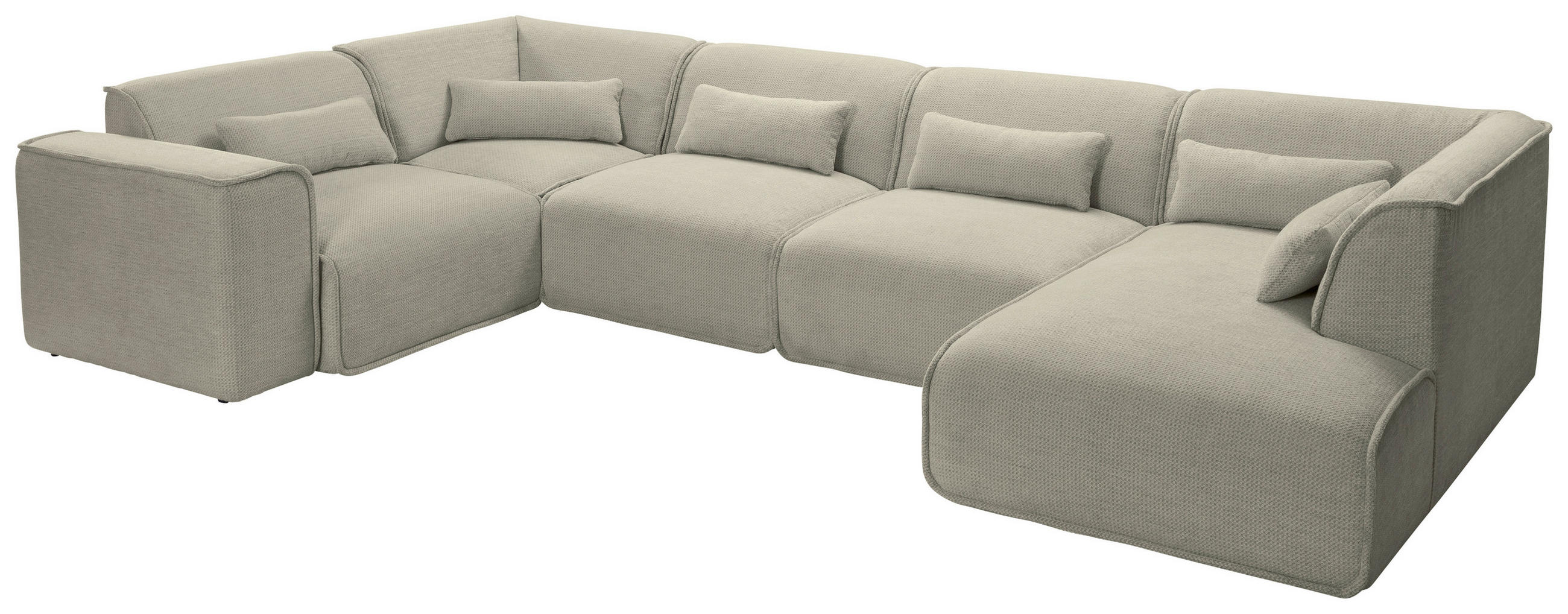 WOHNLANDSCHAFT LOMOCO MATEO Grau Flachgewebe  - Schwarz/Grau, Design, Kunststoff/Textil (211/368/165cm) - Lomoco