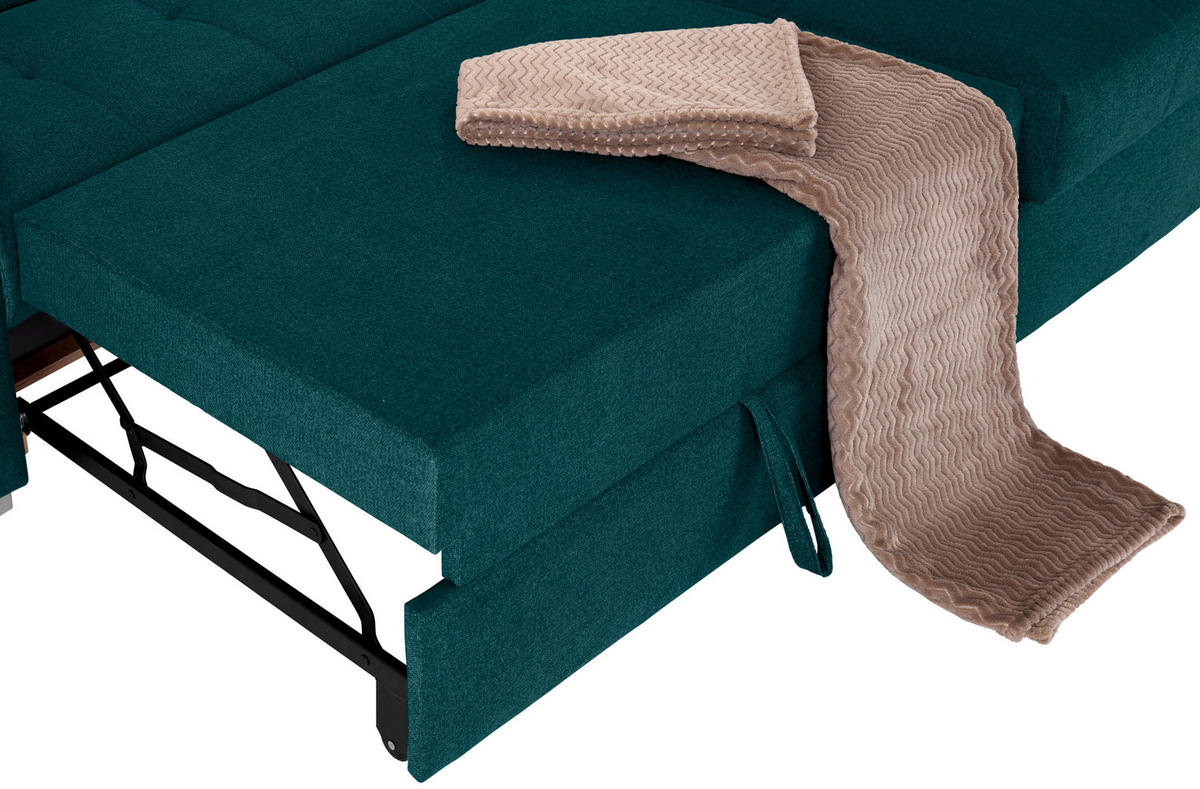 ECKSOFA in Velours Dunkelgrün  - Dunkelgrün/Silberfarben, Design, Holz/Textil (292/183cm) - Livetastic