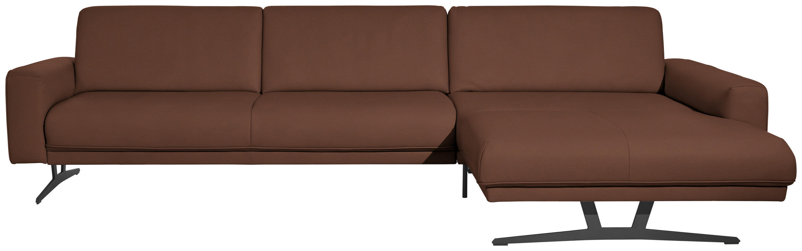 ECKSOFA in Echtleder Braun  - Anthrazit/Braun, Konventionell, Leder/Metall (324/179cm) - Johann Jakob