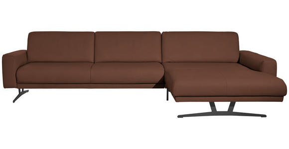 ECKSOFA in Echtleder Braun  - Anthrazit/Braun, KONVENTIONELL, Leder/Metall (324/182cm) - Ambiente