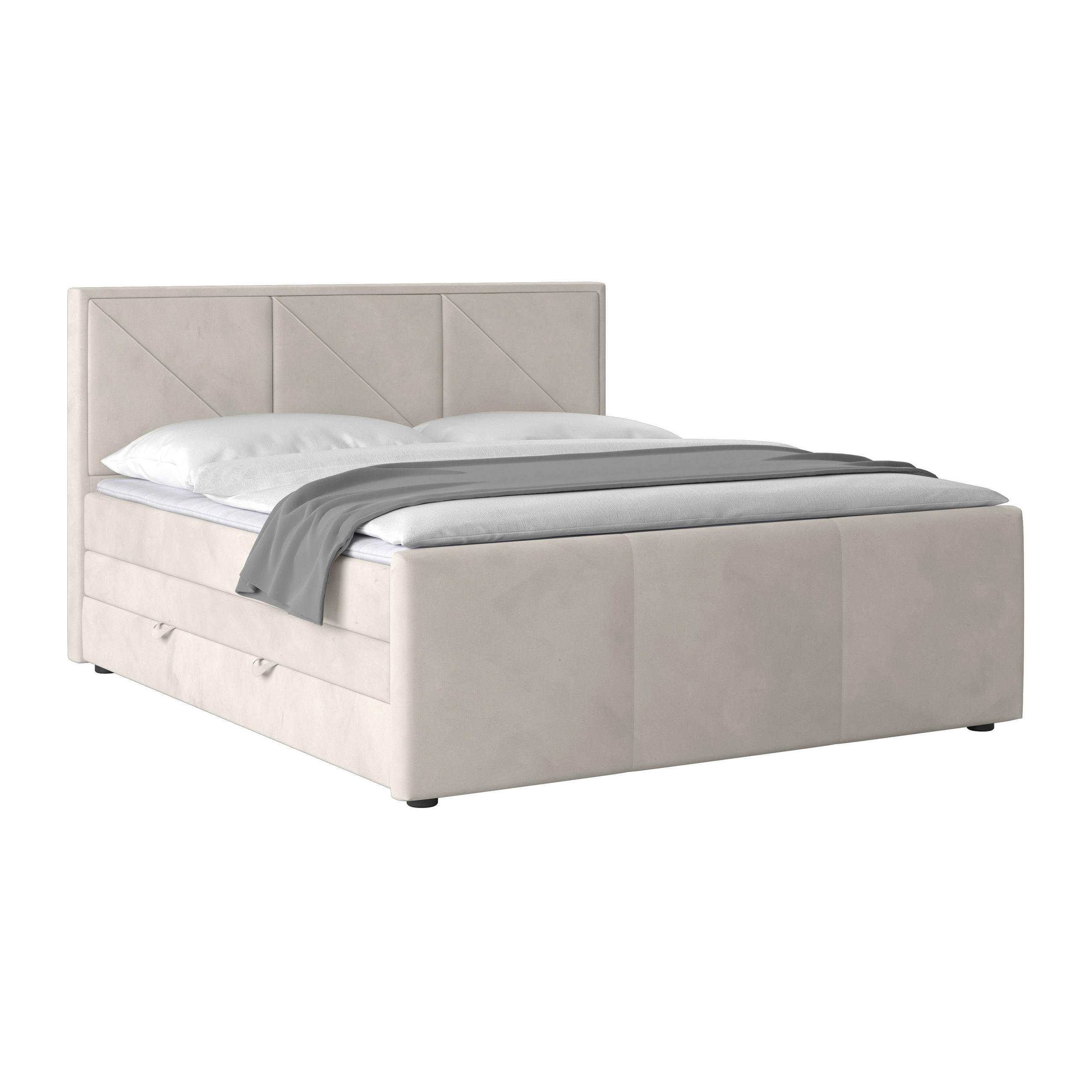 BOXSPRINGOVÁ POSTEĽ, 180/200 cm, krémová - čierna/krémová, Modern, kov/kompozitné drevo (180/200cm) - MID.YOU