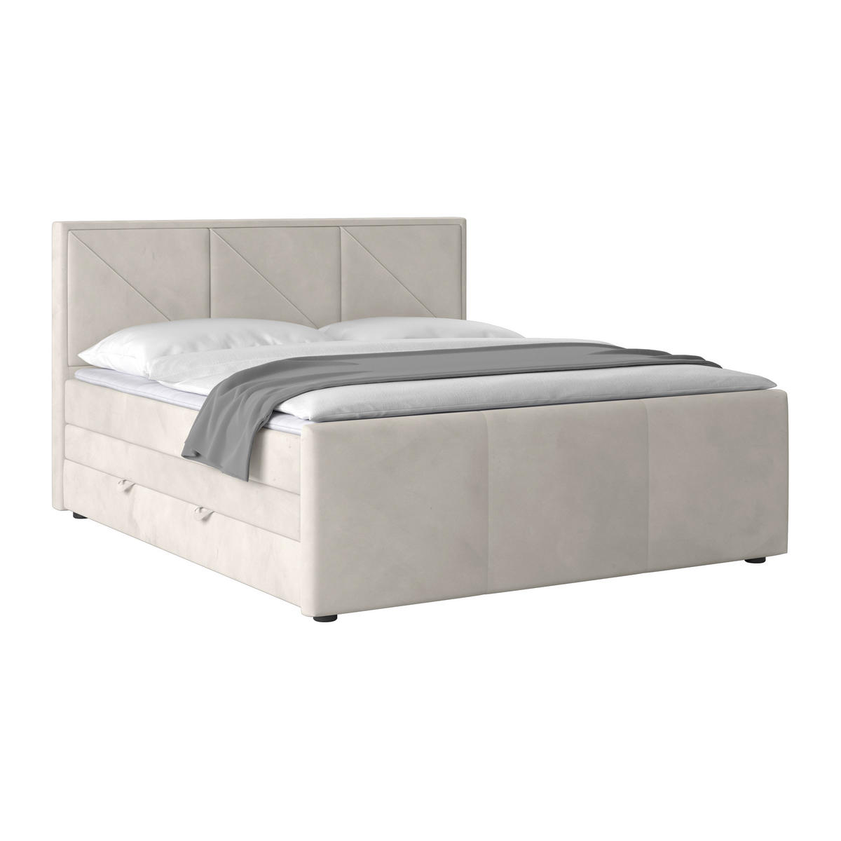 BOXSPRINGBETT 180/200 cm  in Creme  - Hellgrau/Creme, MODERN, Holzwerkstoff/Kunststoff (180/200cm) - MID.YOU