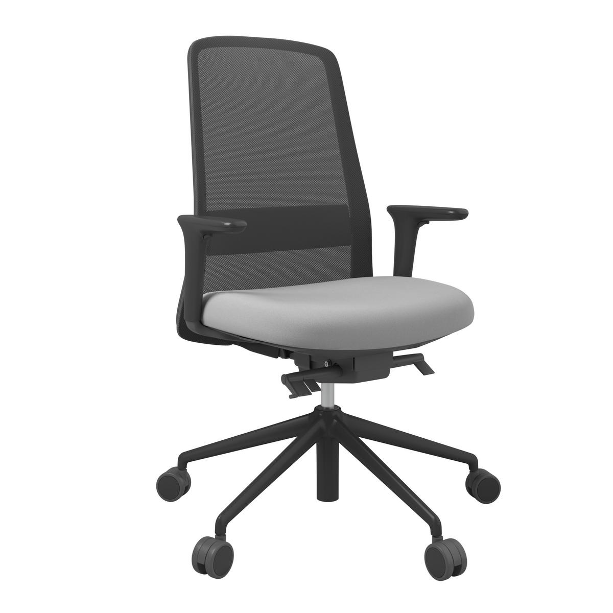 DREHSTUHL Schwarz, Hellgrau  - Hellgrau/Schwarz, MODERN, Kunststoff/Textil (70/103-115/70cm)