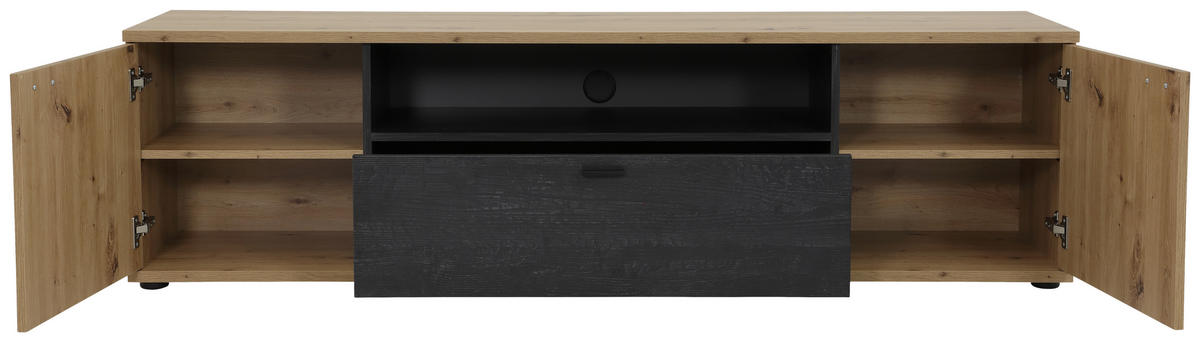 LOWBOARD  in 180/50/40 cm  - Schwarz/Eiche Artisan, MODERN, Holzwerkstoff/Metall (180/50/40cm) - MID.YOU
