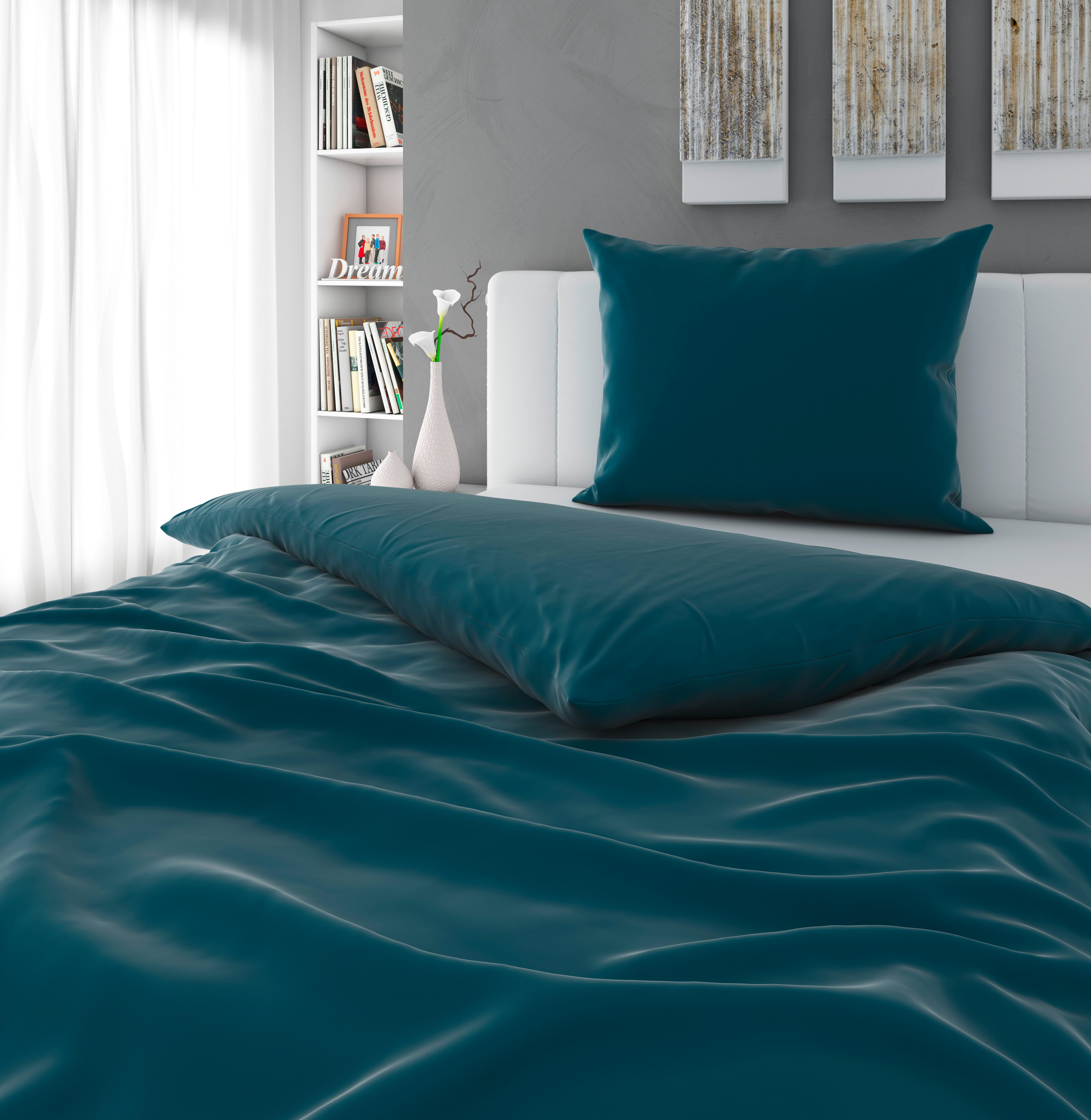 POVLEČENÍ, satén, petrolej, 140/200 cm - petrolej, Basics, textil (140/200cm) - Novel
