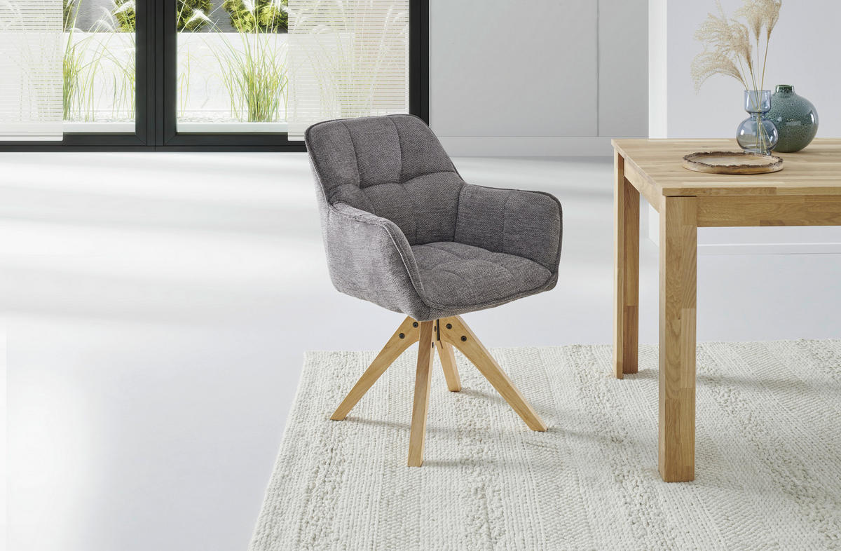 ARMLEHNSTUHL  in Webstoff  - Dunkelgrau/Eichefarben, LIFESTYLE, Holz/Textil (63/83/61cm) - MID.YOU
