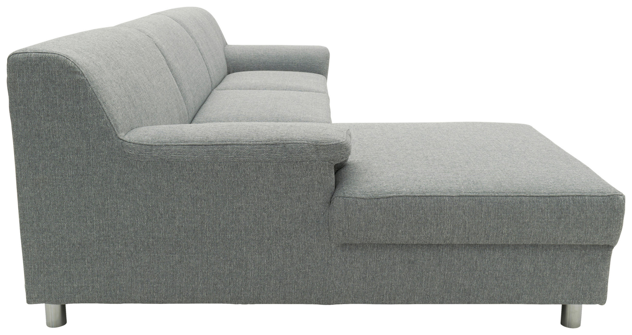 Ecksofa Silberfarben Webstoff - Chromfarben/Silberfarben, KONVENTIONELL, Textil/Metall (150/251cm)