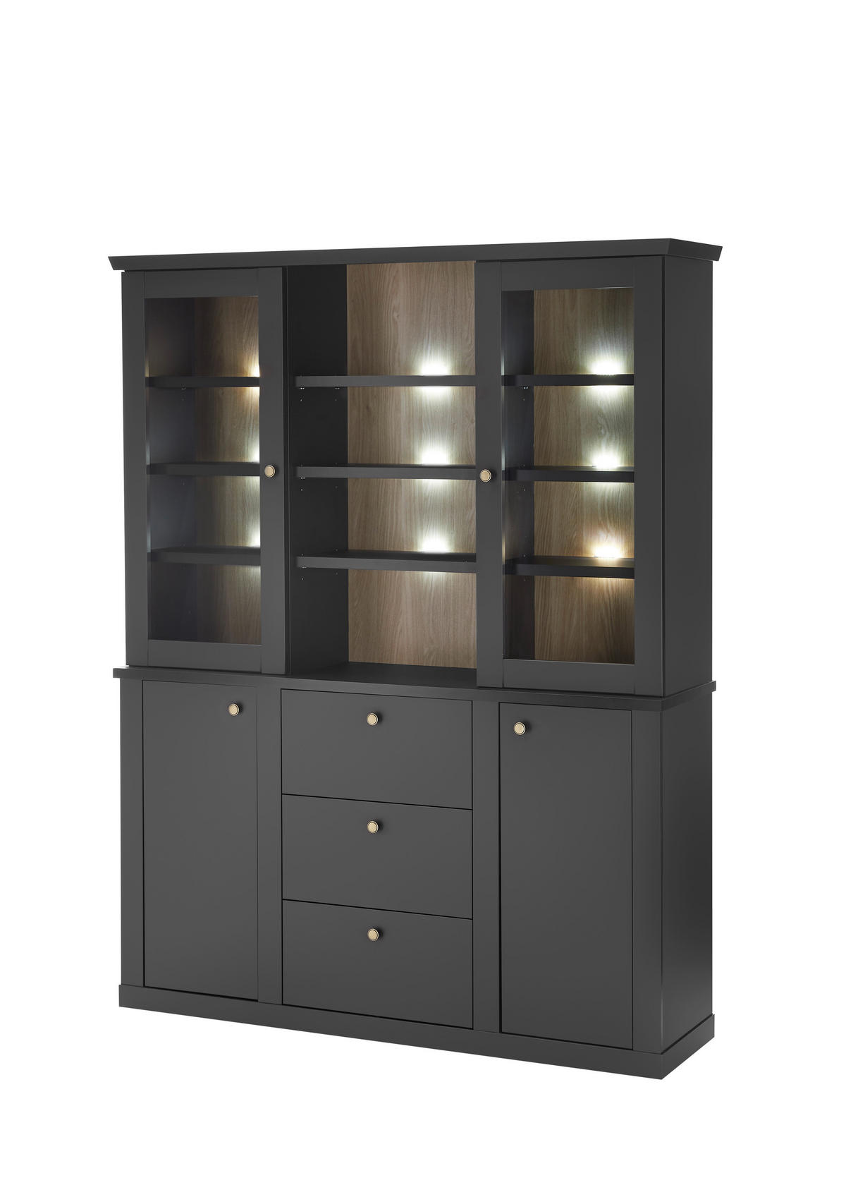 BUFFET 158/201/42 cm  in  - Eichefarben/Messingfarben, Design, Holzwerkstoff/Metall (158/201/42cm) - MID.YOU