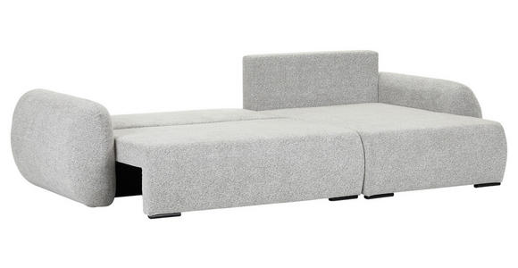 ECKSOFA Grau Flachgewebe Zierkissen, Rückenkissen, Bettkasten, Schlaffunktion, Rücken echt, Liegefläche im Originalstoff  - Schwarz/Grau, KONVENTIONELL, Kunststoff/Textil (145/285cm) - Carryhome