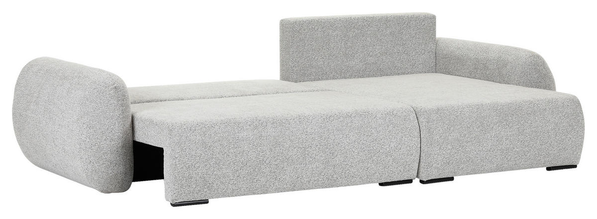 ECKSOFA Grau Flachgewebe Zierkissen, Rückenkissen, Bettkasten, Schlaffunktion, Rücken echt, Liegefläche im Originalstoff  - Schwarz/Grau, KONVENTIONELL, Kunststoff/Textil (145/285cm) - Carryhome