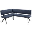 ECKBANK 165/205 cm  in Schwarz, Dunkelblau  - Schwarz/Dunkelblau, MODERN, Textil/Metall (165/205cm) - Cantus