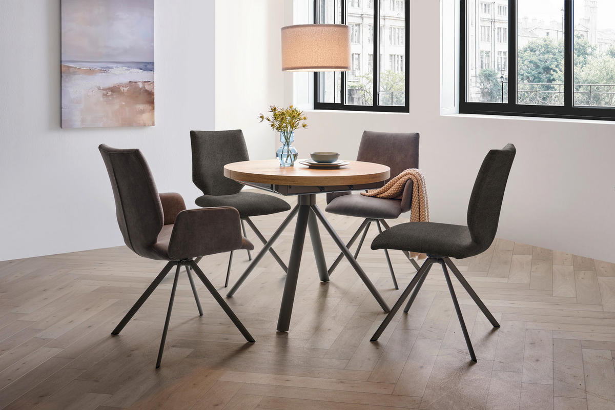 STUHL  Lederauswahl, Stoffauswahl, Typenauswahl Mikrofaser  - Graubraun/Braun, Design, Textil/Metall (50/92/63cm) - Venjakob