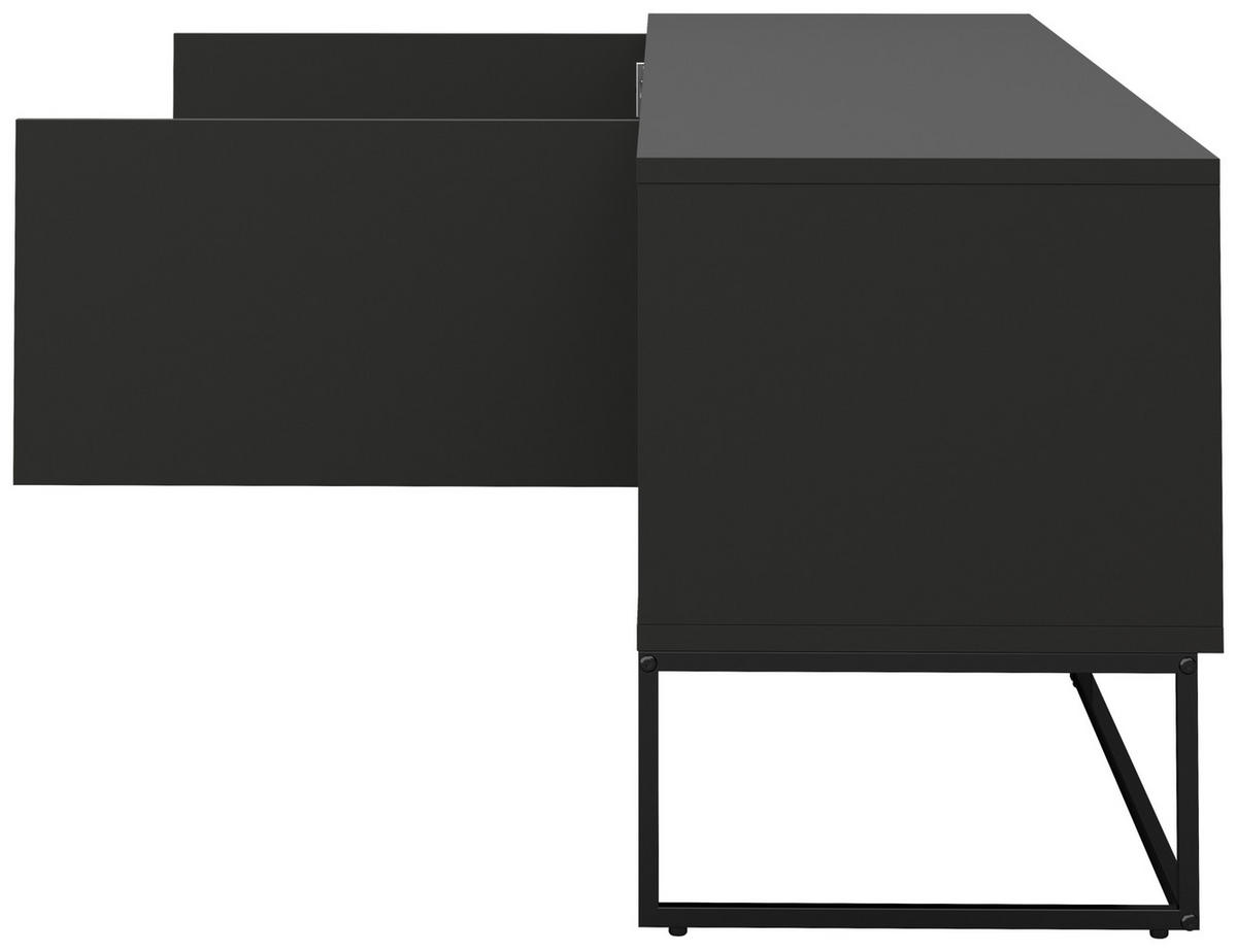 LOWBOARD Lipp  in 176/57/43 cm  - Schwarz, Design, Holzwerkstoff/Metall (176/57/43cm)