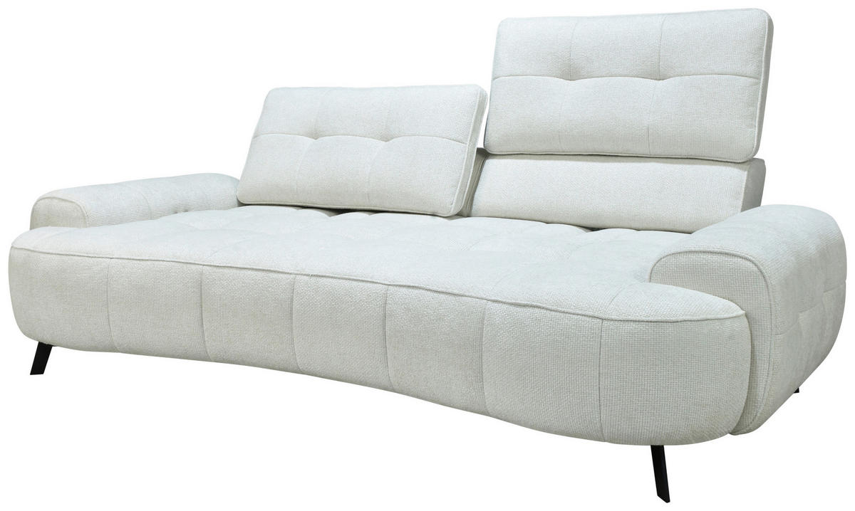 2-SITZER-SOFA Chenille Creme  - Creme/Schwarz, Design, Kunststoff/Textil (230/84/104/111/122cm) - Livetastic