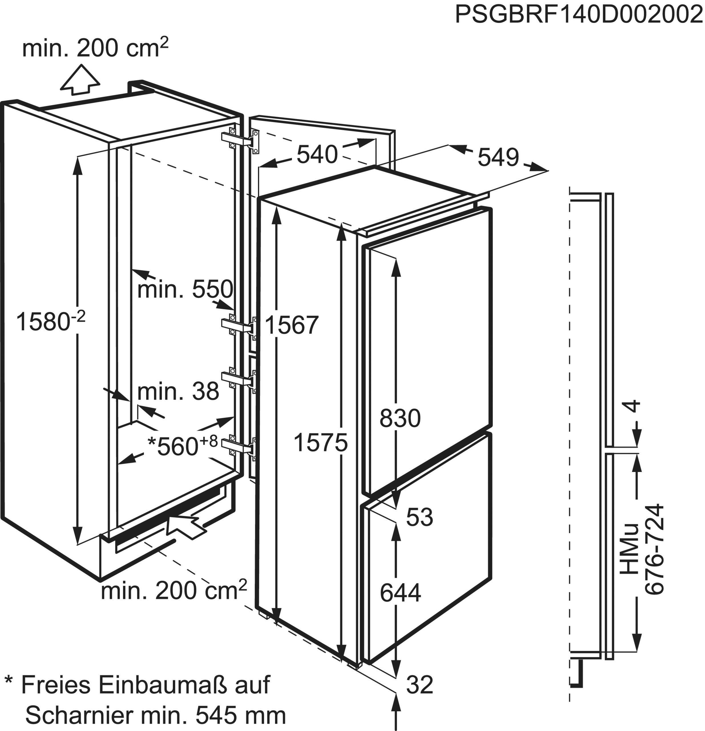 KÜHL-GEFRIER-KOMBINATION KNS5LE16S  - Weiß, Basics, Kunststoff/Metall (54,8/157,2/54,9cm) - Electrolux