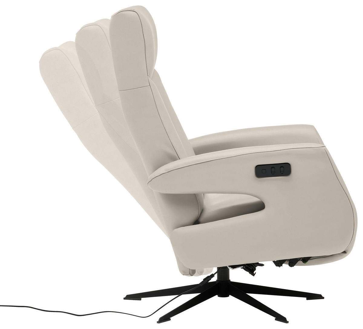 RELAXSESSEL in Leder Creme  - Creme/Schwarz, Design, Leder/Metall (74/105/82cm) - Welnova