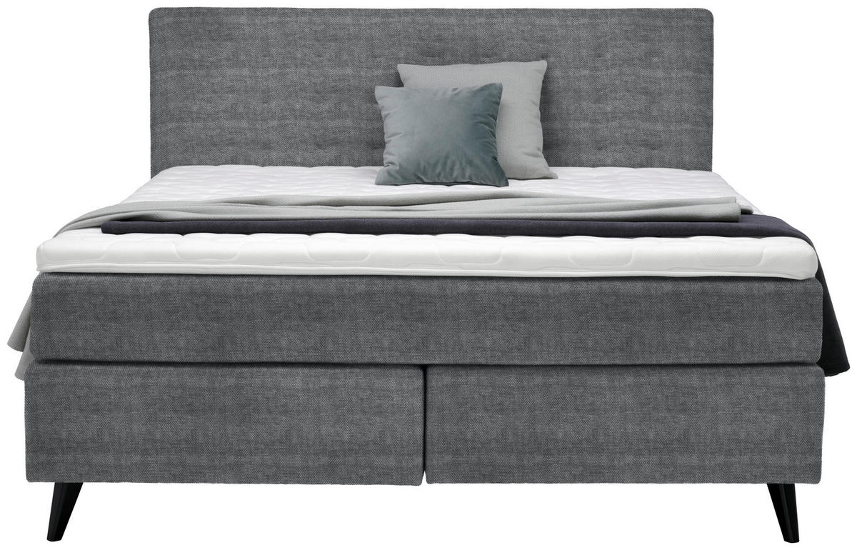 BOXSPRINGBETT 160/200 cm  in Dunkelgrau  - Dunkelgrau/Schwarz, Konventionell, Holz/Textil (160/200cm) - Voleo