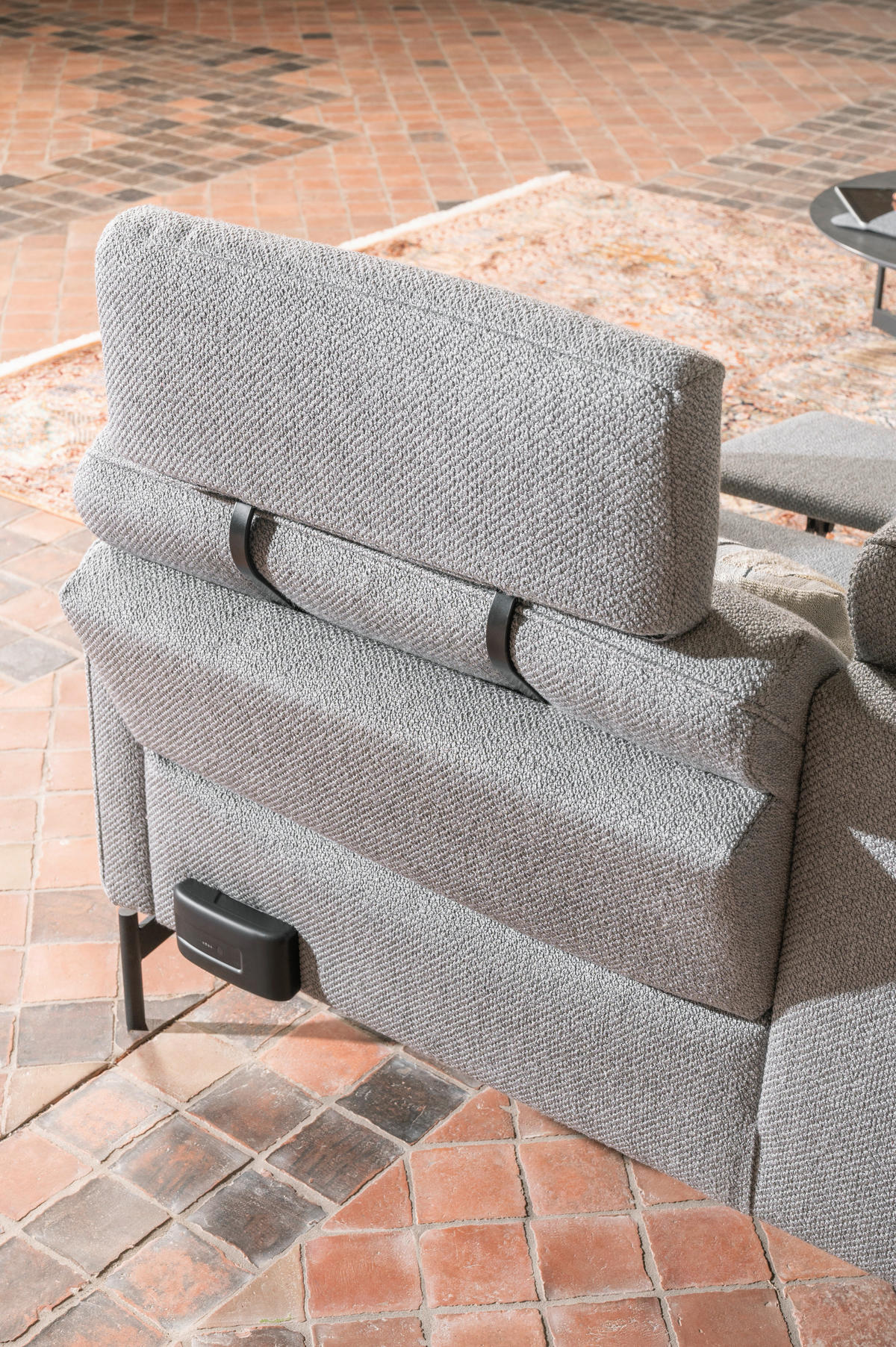 ECKSOFA in Flachgewebe Blaugrau  - Anthrazit/Blaugrau, Design, Textil/Metall (229/253cm) - Johann Jakob