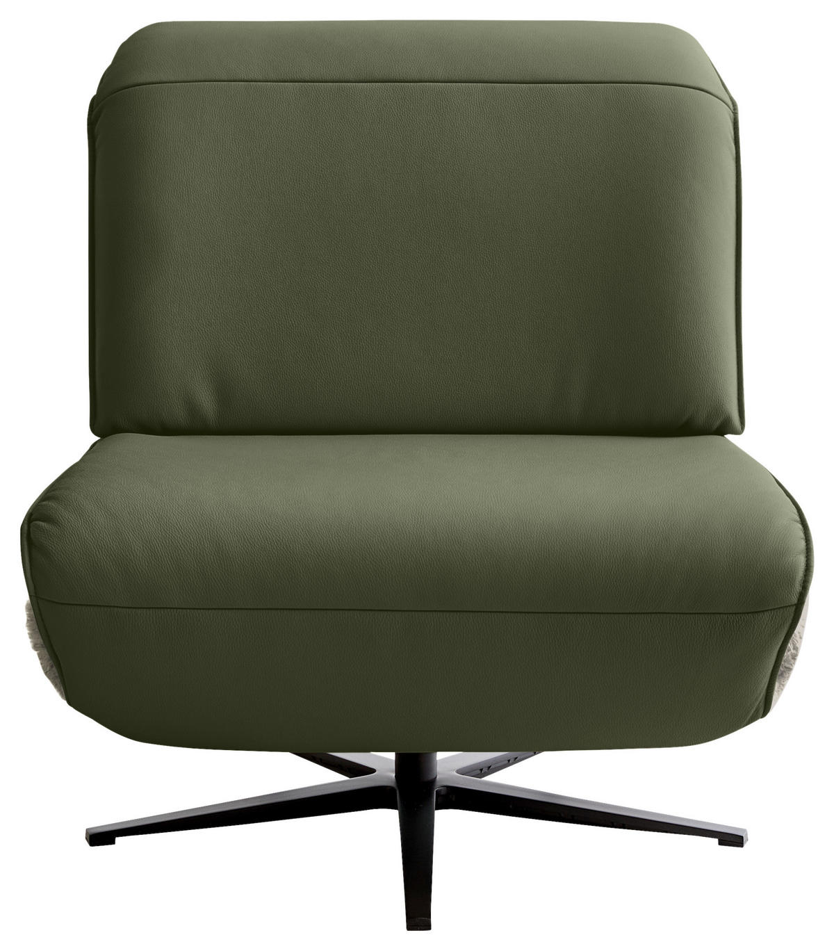 SESSEL in Hochflor Echtleder Grün, Greige  - Greige/Schwarz, Design, Leder/Textil (84/65/91cm) - Koinor