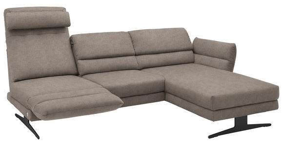 ECKSOFA  in Flachgewebe Taupe  279-327/176-217 cm  - Taupe/Schwarz, Design, Textil/Metall (279-327/176-217cm) - Dieter Knoll