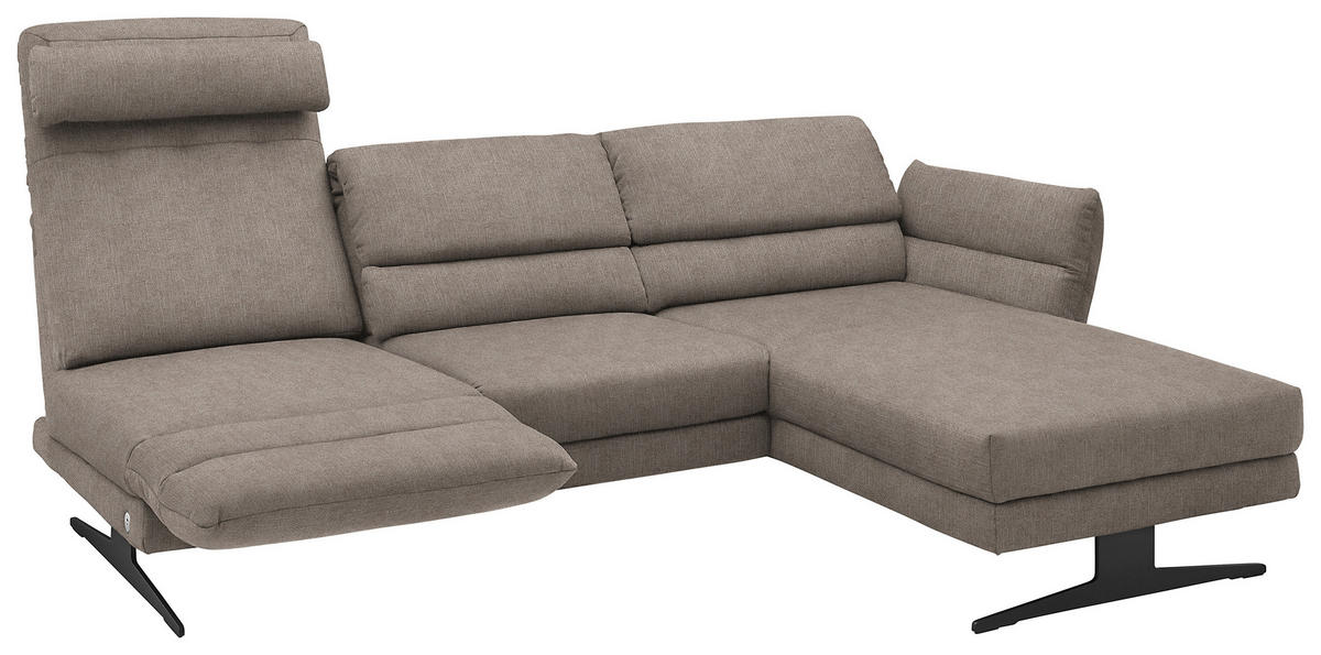 ECKSOFA in Flachgewebe Taupe  - Taupe/Schwarz, Design, Textil/Metall (279-327/176-217cm) - Dieter Knoll