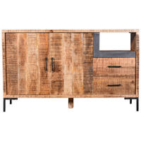 KOMMODE Valencia  in 145/87/40 cm  - Schwarz/Naturfarben, Natur, Holz/Metall (145/87/40cm) - MID.YOU