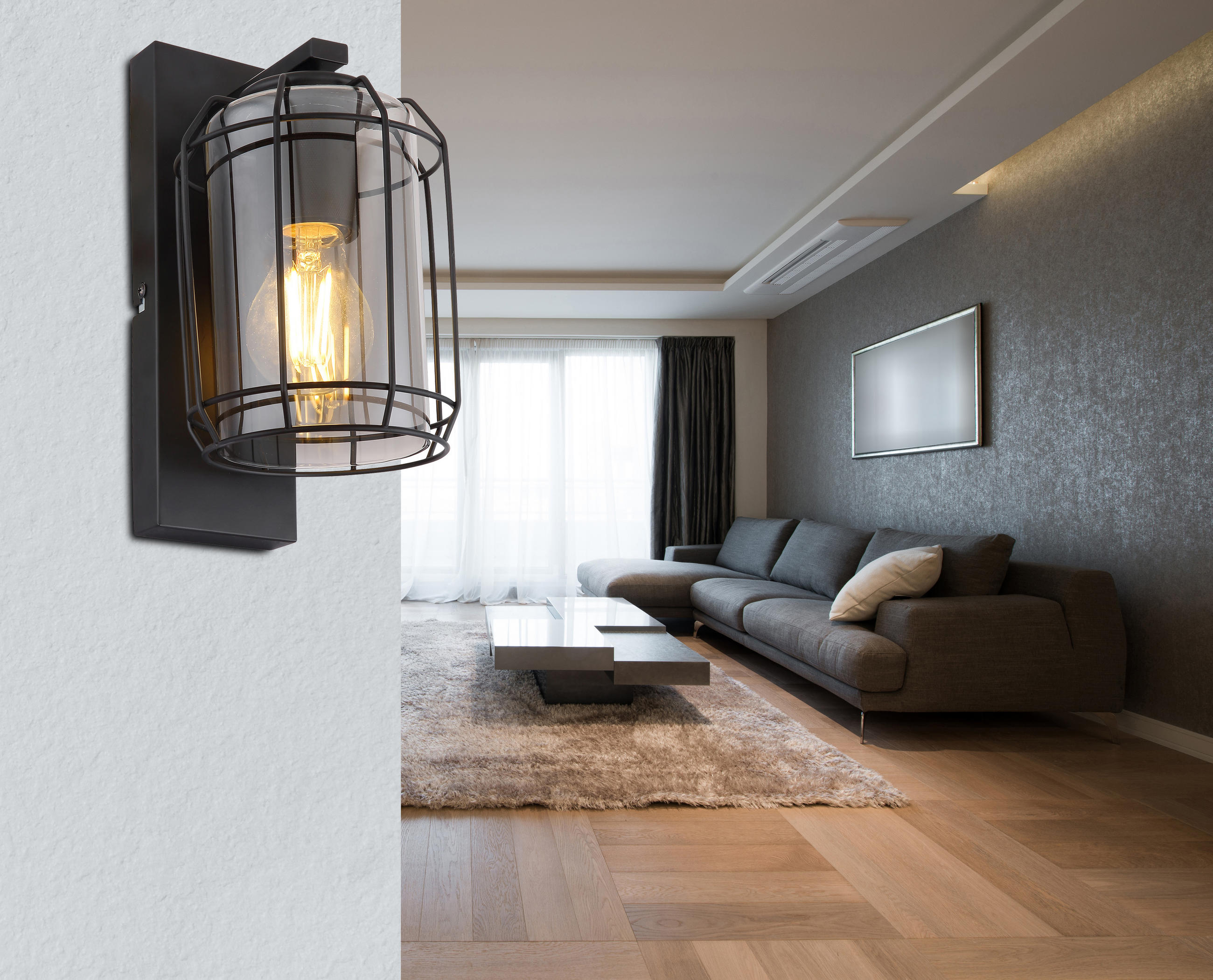 VÄGGLAMPA 13/16,5/25 cm   - svart, Basics, metall/glas (13/16,5/25cm) - Globo