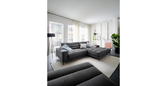 ECKSOFA in Cord Anthrazit  - Anthrazit/Schwarz, Design, Textil/Metall (207/296cm) - Dieter Knoll