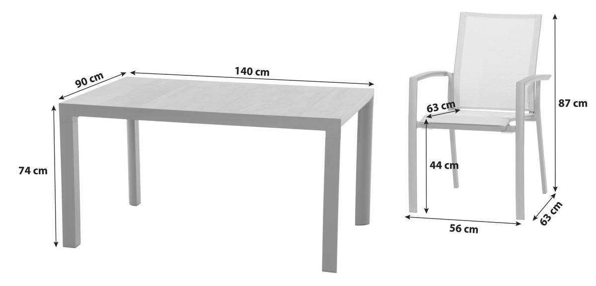 GARTENGARNITUR 5-teilig Aluminium  - Anthrazit, KONVENTIONELL, Keramik/Kunststoff (90/74/140cm) - Siena Garden